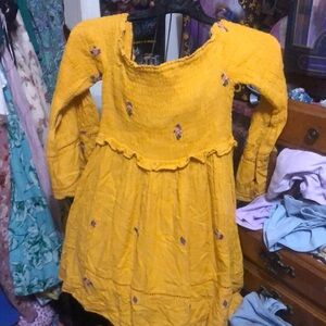 Free People Yellow Long Sleeve Dress